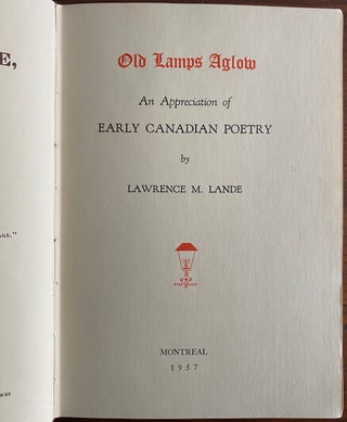 Old Lamps Aglow - An Appreciation of Early Canadian Poetry
