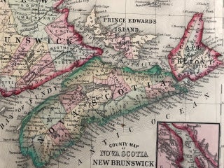 Map of Nova Scotia, New Brunswick Cape Breton Island and Prince Edward Island in Counties