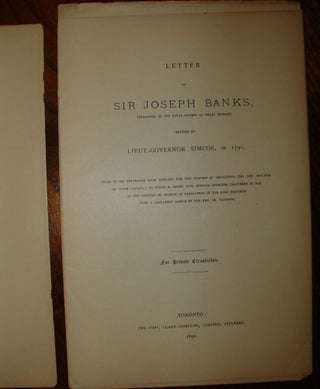 Letter to Sir Joseph Banks