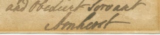 Jeffery Amherst ASL “letter of recommendation” for Barrington Bradshaw (to unkonwn) UK Manusricpt 1796