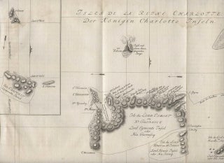 Item #2641 Isles de la Reine Charlotte - map of Queen Charlotte Island on James Cook journey....