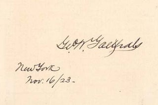 Item #2885 George Washington Goethals, engineer, Panama Canal signature. George Washington GOETHAIS