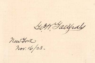 Item #2885 George Washington Goethals, engineer, Panama Canal signature. George Washington GOETHAIS.