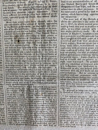 Very early Declaration of War on Great Britain by USA and many related articles published in The Weekly Messenger, June 26, 1812