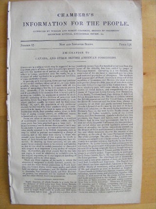 Item #3048 Chambers's Information for the People Number 17 Emigration to Canada, and other...
