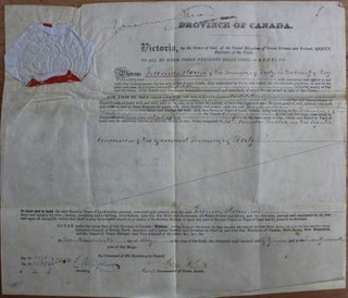 Item #3118 Province of Canada Land Grant to Thomas Sloan of the Township of Derby in the County...