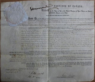 Item #3119 Province of Canada Land Grant to James Robert Gowan of the Town of Barrie in the...