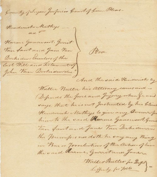 Item #3647 Tryon County legal will document signed twice by Walter Butler (1752-81) Loyalist. Walter BUTLER.