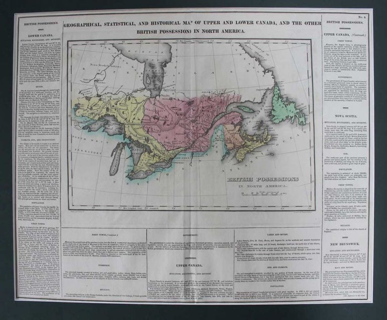 Item #4142 Geographical, Statistical, And Historical Map Of Upper And Lower Canada, And The Other British Possessions In North America. British Possessions In North America. Fielding Jr. LUCAS, YOUNG, DELLEKER.