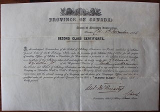Item #4341 "School of Military Instruction" Toronto two certificates for Casimir S. Gzowski Jr....