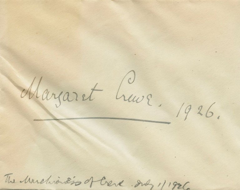 Item #4468 Margaret Etrenne Hannah ('Peggy') Crewe-Milne (nee Primrose), Marchioness of Crewe signature on envelope. Margaret Etrenne Hannah CREWE-MILNE, Marchioness of Crewe, 'Peggy', nee Primrose.