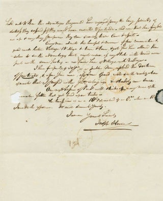 Item #4473 [partial] Joseph Hume 1846 Autograph Letter Signed with content relating to free...