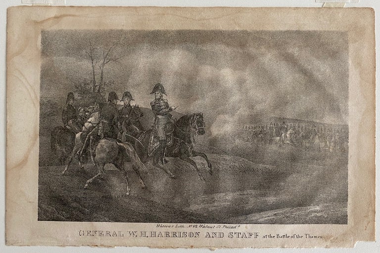 Item #4550 General W.H. Harrison and Staff at the Battle of the Thames engraving. William Henry HARRISON, subject.