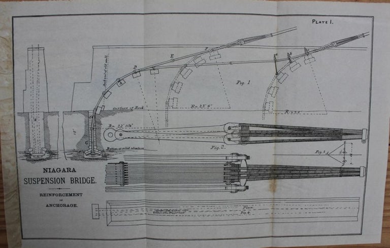 Item #4553 6 folding plates from "Report On The Renewal Of Niagara Suspension Bridge ...1880" Leffert BUCK.