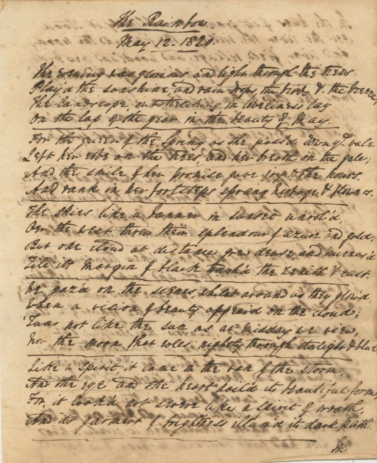 Item #4787 John Holland original manuscript poem, "The Rainbow" signed (titled and dated May 12, 1820). John HOLLAND.