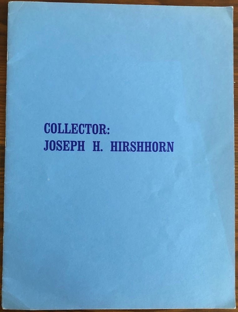 Item #4878 Collector: Joseph H. Hirshhorn (inscribed). Joseph H. HIRSHHORN, subject , Robert Merritt  ALLEN, Jay  JACOBS, Herman, provenence, author.