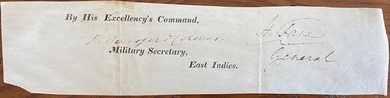 Item #4900 Cut signature from a vellum document of General Sir Henry Fane. General Sir Henry FANE.