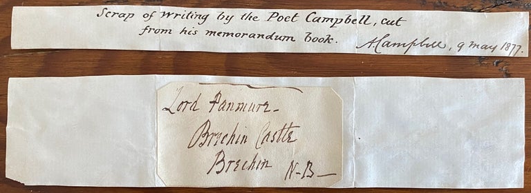 Item #4902 Cut signature of poet Thomas Campbell from his memorandum book, a scrap of writing. Thomas CAMPBELL.