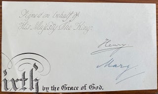 Item #4906 Signature of Henry Charles George, Viscount Lascelles and Princess Mary, Princess...