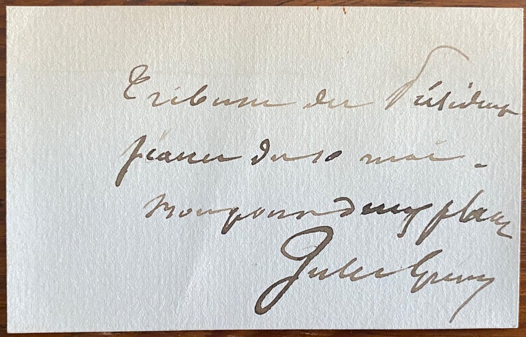 Item #4908 Signature of François Paul Jules Grévy on a small sentiment card. François Paul Jules GRÉVY.