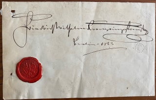 Item #4909 Signature of Frederick William Nicholas Charles, Crown Prince of Prussia on a partial...