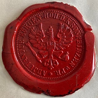 Signature of Frederick William Nicholas Charles, Crown Prince of Prussia on a partial pice of paper with a red wax seal