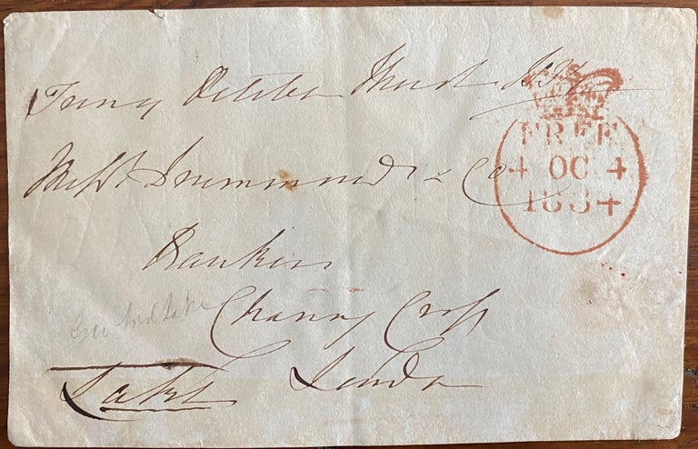 Item #4910 Signature of Warwick Lake, 3rd Viscount Lake on a Free-franked envelope front. Warwick LAKE, 3rd Viscount Lake.
