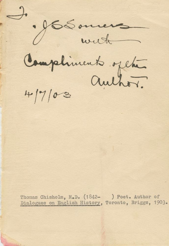 Item #4922 Signature of Dr. Thomas Chisholm. Dr. Thomas CHISHOLM.