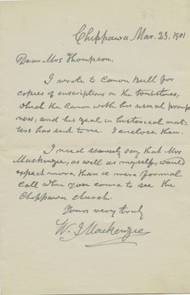 Item #4925 Autographed Letter Signed (ALS) by Reverend W. J. MacKenzie to Mrs. Thompson. Reverend...