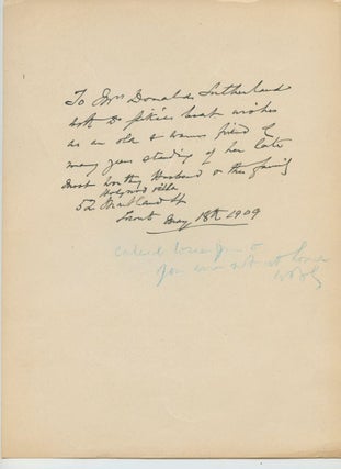 Inscription and signature of Walter Bayne Geike on verso of printed photo with printed signature of him