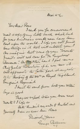 Item #4935 Autographed Letter Signed (ALS) of George G. Patterson to Ross. George G. PATTERSON