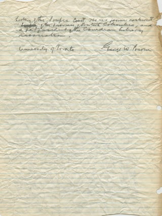 Typed Letter Signed (TLS) of George Williams Brown - draft of a book review