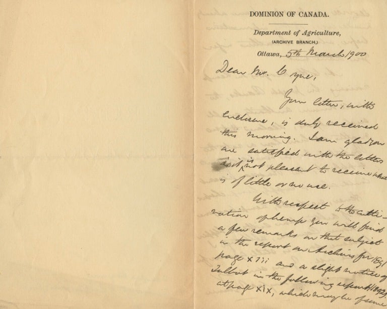 Item #4941 Autographed Letter Signed (ASL) of Douglas Brymner to Coyne. Douglas BRYMNER, James Henry COYNE.