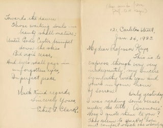 Item #4942 Autographed Letter Signed (ASL) of David Reid Keys. David Reid KEYS, Ethel G. CLARK
