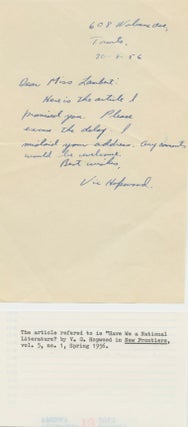 Item #4962 Initialed Signed Note of Victor G. Hopwood. Victor G.  HOPWOOD
