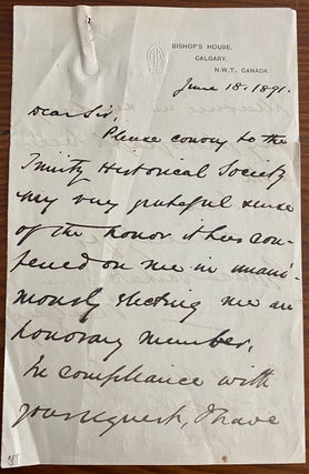 Item #5887 Rev. Cyprian Pinkham holograph letter. The Right Rev. William Cyprian PINKHAM