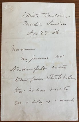 Item #5888 John MacGregor holograph letter relating to research on his first book "A Thousand...