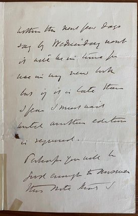 John MacGregor holograph letter relating to research on his first book "A Thousand Miles in the Rob Roy Canoe"