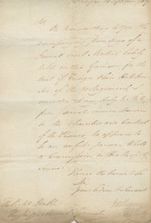 Item #6669 Covering Letter from Dalhousie: 15th Sept. 1819 Lt General Earl of Dalhousie. George...