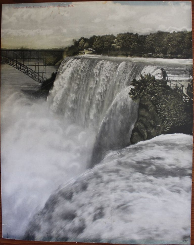 Item #6763 Two Niagara Falls prints - American Falls from Goat Island and Horseshoe Falls from Goat Island. ANON.