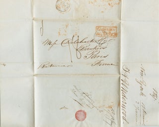 Item #6847 Handwritten cover letter via Cunard Line Paddlestreamer RMS Britannia, NY to Paris. J....