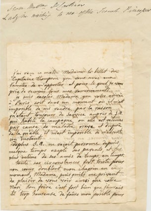 Item #6869 Hand-written note in French from Mise de Castéras. Mise DE CASTÉRAS