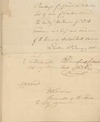 Item #7375 Partial General Court Martial document signed Lieutenant General The Earl Dalhousie....