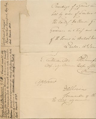 Partial General Court Martial document signed Lieutenant General The Earl Dalhousie