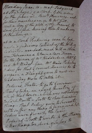 John Thomas Batt, executorship diary from May 18, 1771 to October 3, 1771 regarding George Montagu-Dunk, 2nd Earl of Halifax