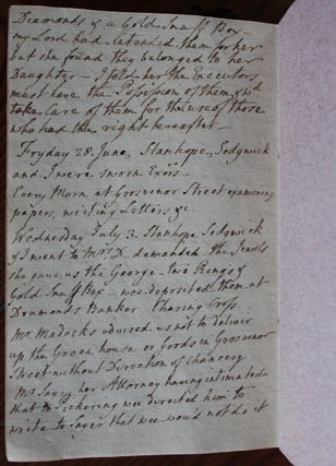 John Thomas Batt, executorship diary from May 18, 1771 to October 3, 1771 regarding George Montagu-Dunk, 2nd Earl of Halifax