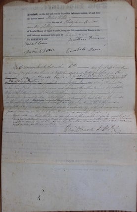 Indenture for the sale of land in the Township of Zorra, County of Oxford, District of London from Jonathan and Elizabeth Dean to Robert Williams (September 6, 1831)