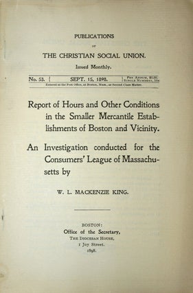 Item #7539 Report of Hours and Other Conditions in the Smaller Mercantile Establishments of...