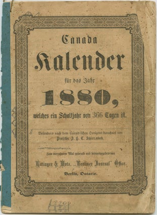Item #7559 Canada Kalender. Rittinger, Motz publisher