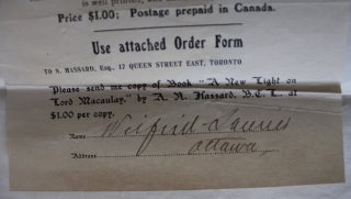 Wilfrid Laurier Signed book order document in free-franked House of Commons envelope with $1 bill